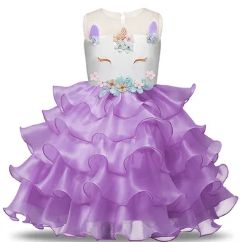 

Unicorn Girls Dress Sleeveless Lace Dress European And American Children's Clothing Party Dresses For Girls Kids Evening Dresses
