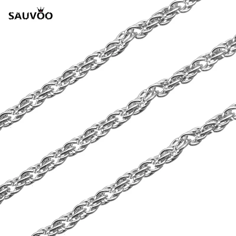Sauvoo 10 м/лот родий цвета: золотистый, серебристый бронза Цвет металла витая массового Цепи шириной 3 мм Fit DIY ювелирных изделий f784