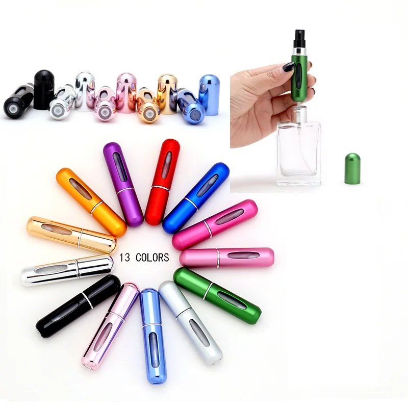 

5ml Portable Mini Aluminum Refillable Perfume Bottle With Spray Empty Cosmetic Containers With Atomizer For Traveler New