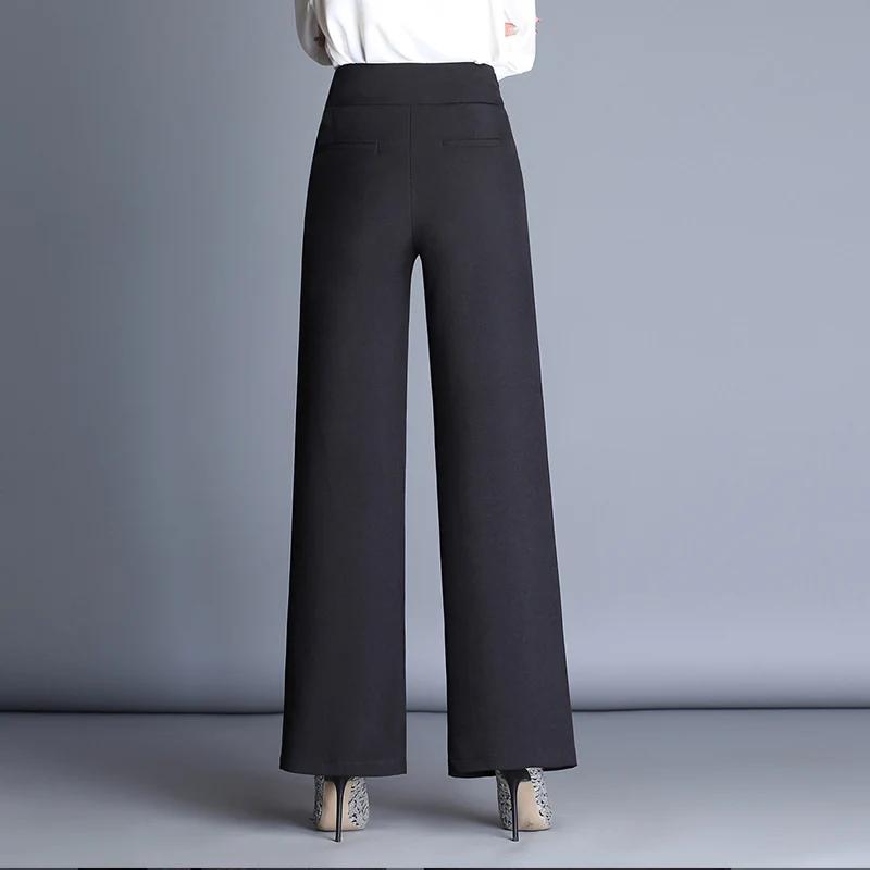 Oltre a Misure Donna Tailleur Pantalone Elegante Ufficio Pantaloni Larghi  del Piedino Autunno Coreano A Vita Alta Pantaloni Femminili Neri Dritti Pantaloni  Pantaloni|wide leg pants|high waist pantsleg pants - AliExpress
