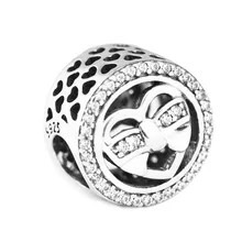 Очаровательные бусины для изготовления ювелирных изделий с вырезами в виде сердец и мерцающими фианитами DIY Fit PANDORA Charms Silver 925 FL584