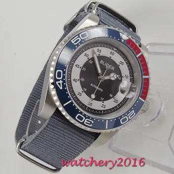 

40mm Bliger Rotating Ceramic Bezel Date Sapphire Glass Stainless steel Case Nylon Luminous Automatic Movement men's Watch