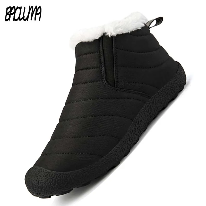 

Large Size Hot Unisex Winter Men Boots Comfortable Fur Sneakers Solid Boots Inside Antiskid Bottom Keep Waterproof Ski Boot