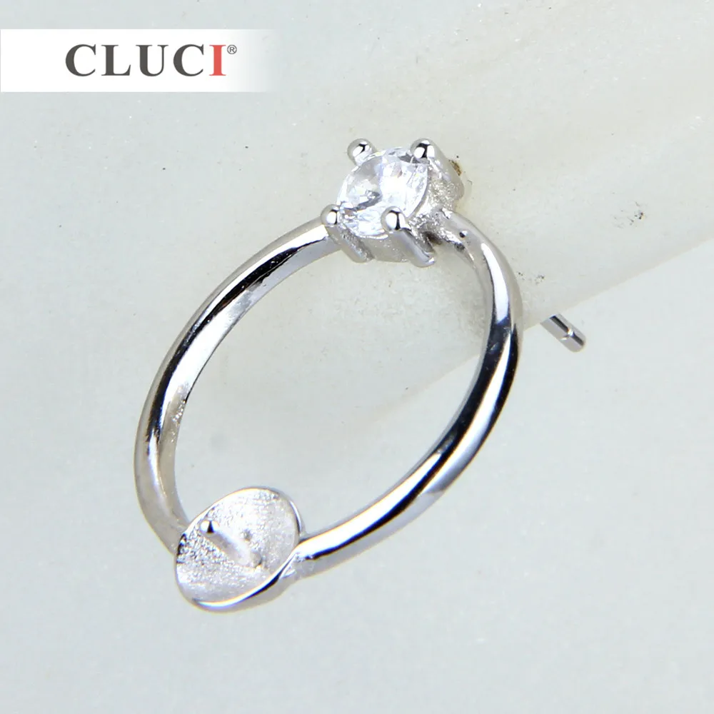 CLUCI 3 пары серебро 925 Круглые серьги с цирконом для женщин 925 пробы серебряные серьги с жемчугом монтажа висячие серьги