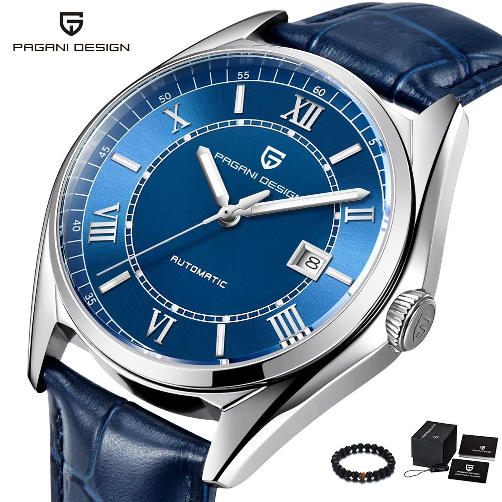 

PAGANI Design Brand New Fashion Automatic Watch Leather Band Men Watch Blue Mechanical Wristwatches Clock relogio masculino 2018