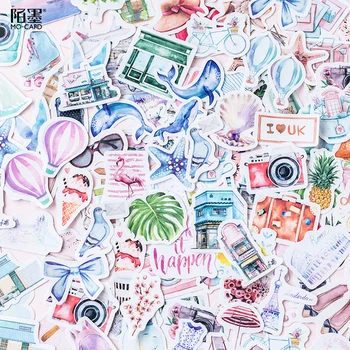 

2packs Kawaii Japanese Decoracion Journal Cute Diary Travalling Stickers Sea Islands Whale Scrapbooking Flakes Stationery