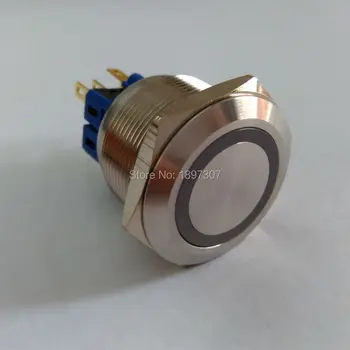 

5 Pieces 3V 6V 12V 24V 220V Blue led 25mm stainless steel LED momentary 1no1nc push button metal switch with ring illuminated
