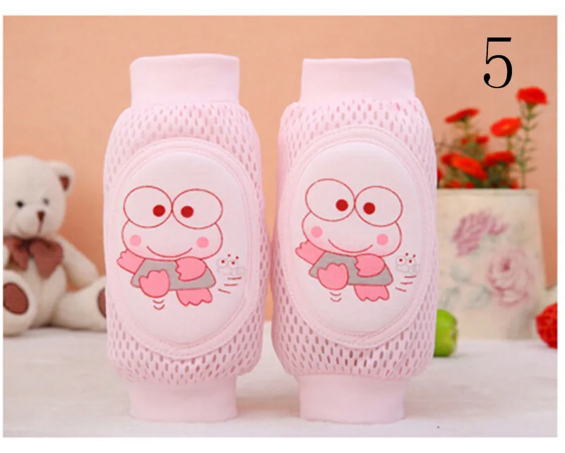 1 пара; безопасные наколенники для малышей; сетчатые носки с животными; налокотники для малышей; наколенники для ползания; гетры для малышей - Цвет: pink  frog