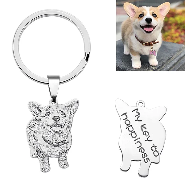 

Custom Personalized Pet Keychain 990 Sterling Silver KeyRing Dog Tag Charms Key Chain for Women Men Memorial Christmas Gift