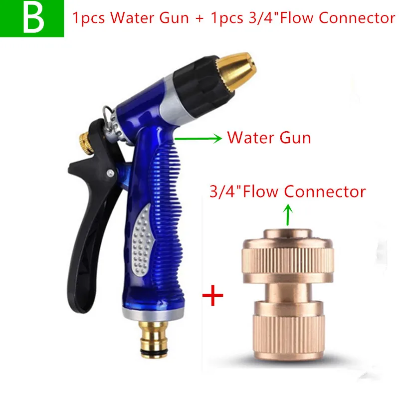 Медный садовый водяной пистолет с потоком соединитель форсунки автомобильная мойка поливающиеся Цветочные очистки регулируемое орошение W101 - Цвет: B