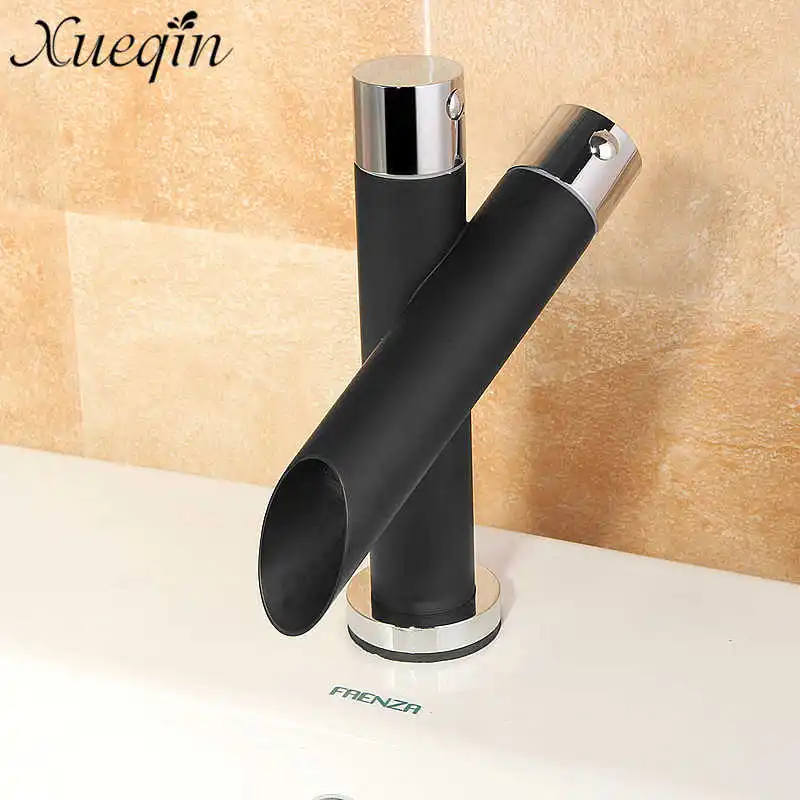 

Deck Mounted Unique Black Bronze Finish Kitchen Bathroom Basin Sink Mix Tap Waterfall Basin Faucet Bathroom Faucets