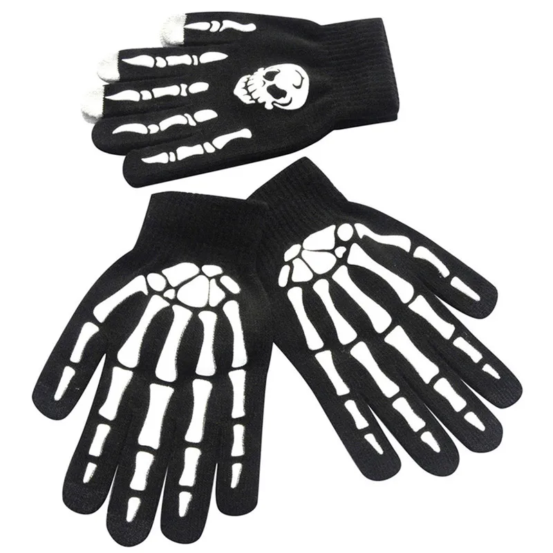 1Pair Men Skull Bone Skeleton Goth Racing Non-Slip Sports Full Finger Gloves Hand Gloves guantes eldiven handschoenen 40FE1806