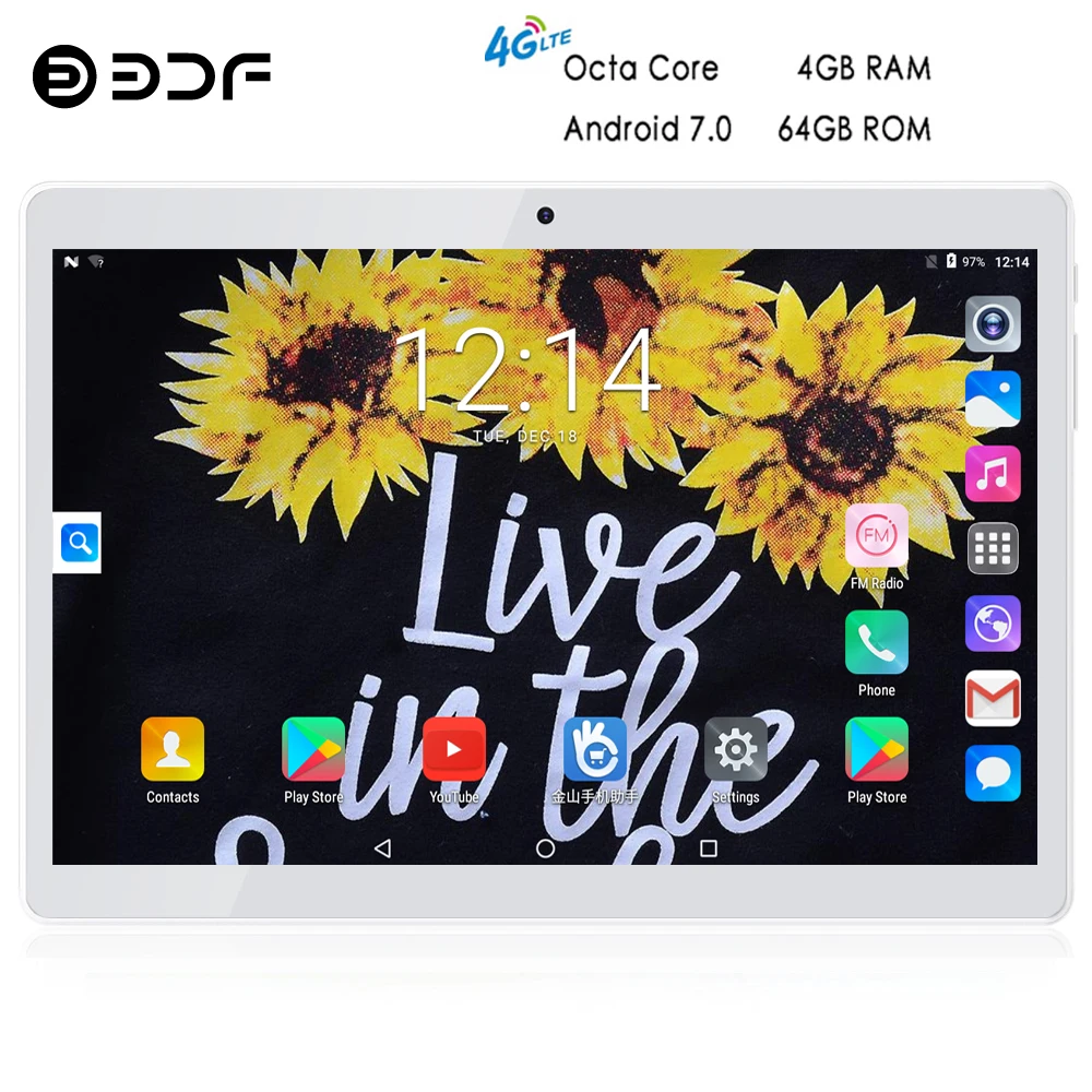  2019 New 10 Inch Original 4G LTE Phone Call Android 7.0 Octa Core 4GB+64GB Android Tablet Pc Beauti