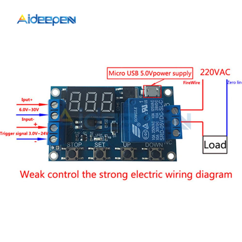 DC 6-30 в Поддержка Micro USB 5 В светодиодный дисплей Автоматизация таймер задержки цикла контроль выключения реле времени задержки 6 в 9 в 12 В 24 В