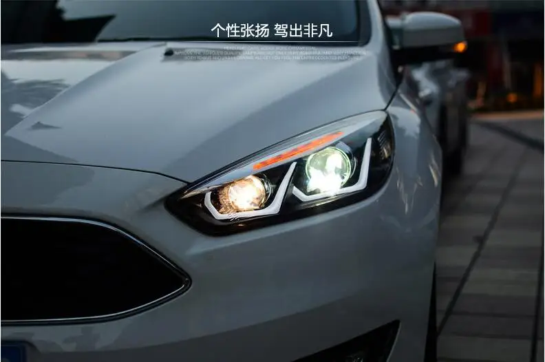 Hireno фары для- Ford Focus фар автомобиля сборки светодиодный DRL ангел объектив двойной луч ксеноновые 2 шт