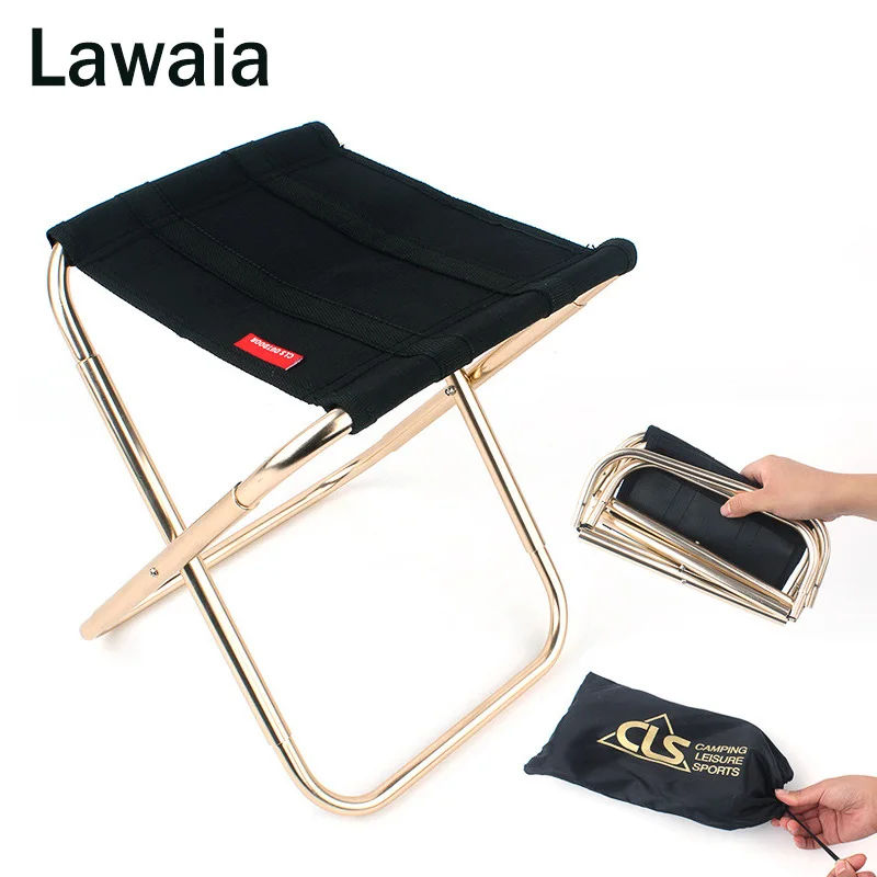 Lawaia الصيد كرسي في الهواء الطلق التخييم الألومنيوم الصيد كرسي المحمولة قطار مقاعد البدلاء التخييم مزار الشواء البراز كرسي بلا ظهر قابل للطي أ...