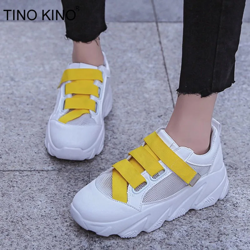 

TINO KINO Sneakers Women Mesh Platform Autumn Breathable Fashion Vulcanized Female Lace Up Shoes Fashion Ladies Casual Footwear