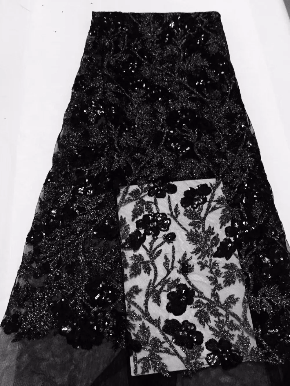 Черный африканская кружевная ткань во французском и африканском стиле тюль с блестками Высокое качество Африканский вышивка золотыми нитями ткань для французский блесток ткань