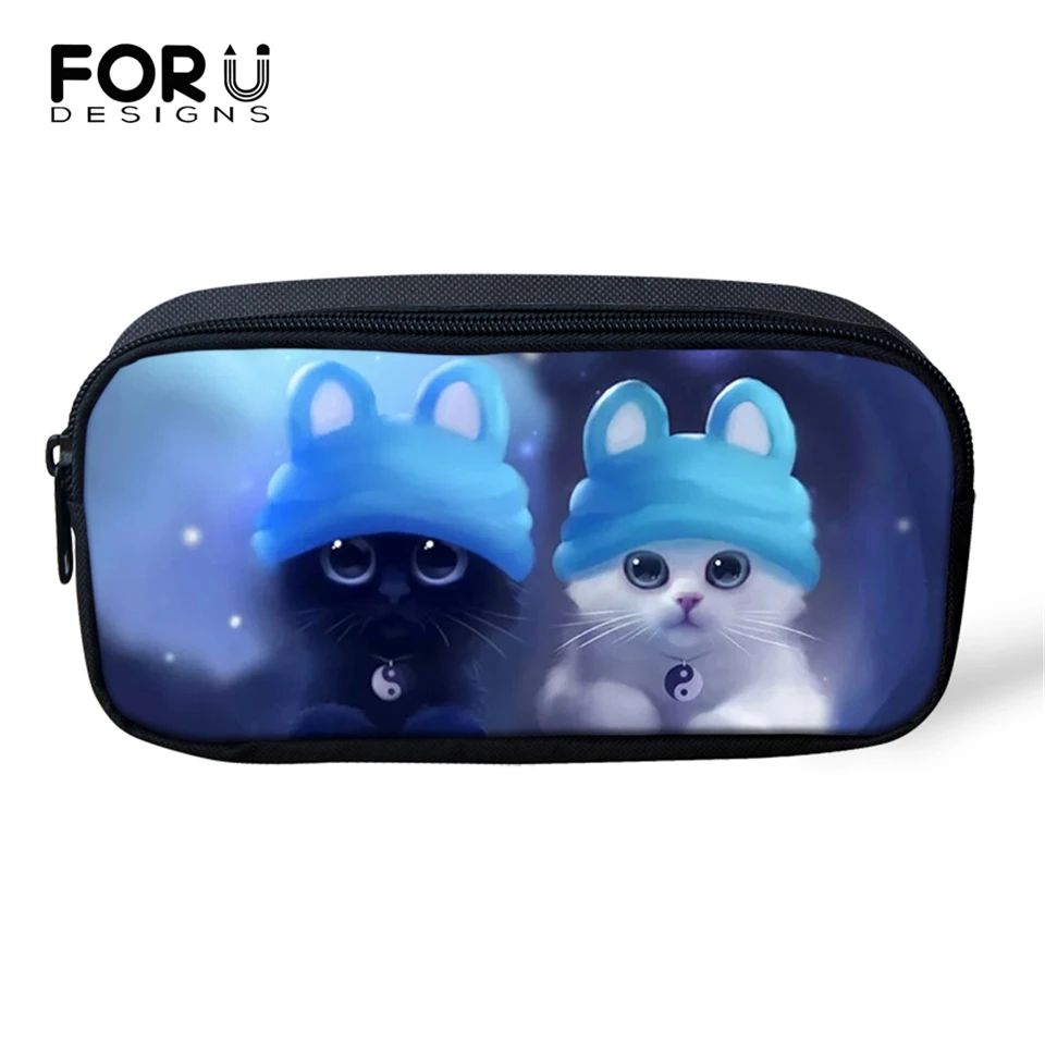 

FORUDESIGNS Fantastic Cats Prints Cosmetic Bags Lady Make Up Travel Bags Kawaii Cats Pattern Girls Pen Bags Children Pencil Bags