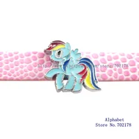 50pcs 8mm slide charm My Little Ponys Rainbow Dash wholesale SL0312 DIY charm Internal Dia.8mm fit 8mm band wholesales free ship