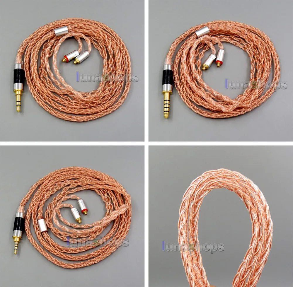 

LN006041　8 core 2.5mm 3.5mm 4.4mm Balanced MMCX Pure OCC Copper Earphone Cable For Shure SE535 SE846 Se215 Custom 5 12 BA