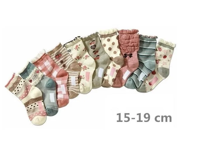 Модные кружевные хлопковые носки унисекс с принтом для детей от 4 до 7 лет носки принцессы для мальчиков и девочек 2 стиля, 10 пар в партии, Разноцветные носки для малышей