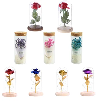 

Rose Flower Artificial Bottle LED Light Decorative Night Light Christmas Lights Indoor Home Decor LED Lamp with Lighting Strings