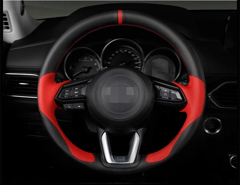 Кожаный чехол на руль для MAZDA 6 ATENZA M6 2014 2019 ручная работа|Хромирование| |