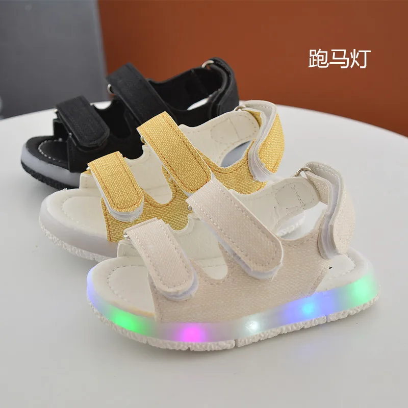 Детские спортивные Сандалии для девочек со светом Летняя Новинка г. Красочные мигающий детей световой Обувь для девочек LED Обувь для мальчиков сандалии