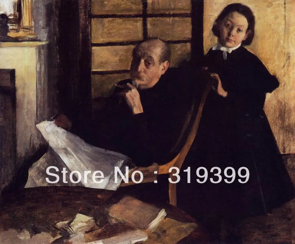 

100% handmade Oil Painting Reproduction on Linen Canvas,Henri De Gas and His Neice, Lucie Degas by edgar degas,Free DHL Shipping