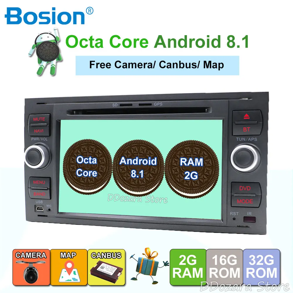 

32G 2din Android 9.0 DAB Car DVD Player In Dash For Ford Transit Focus Connect S-MAX Kuga Mondeo Octa Core Wifi 4G GPS Bluetooth