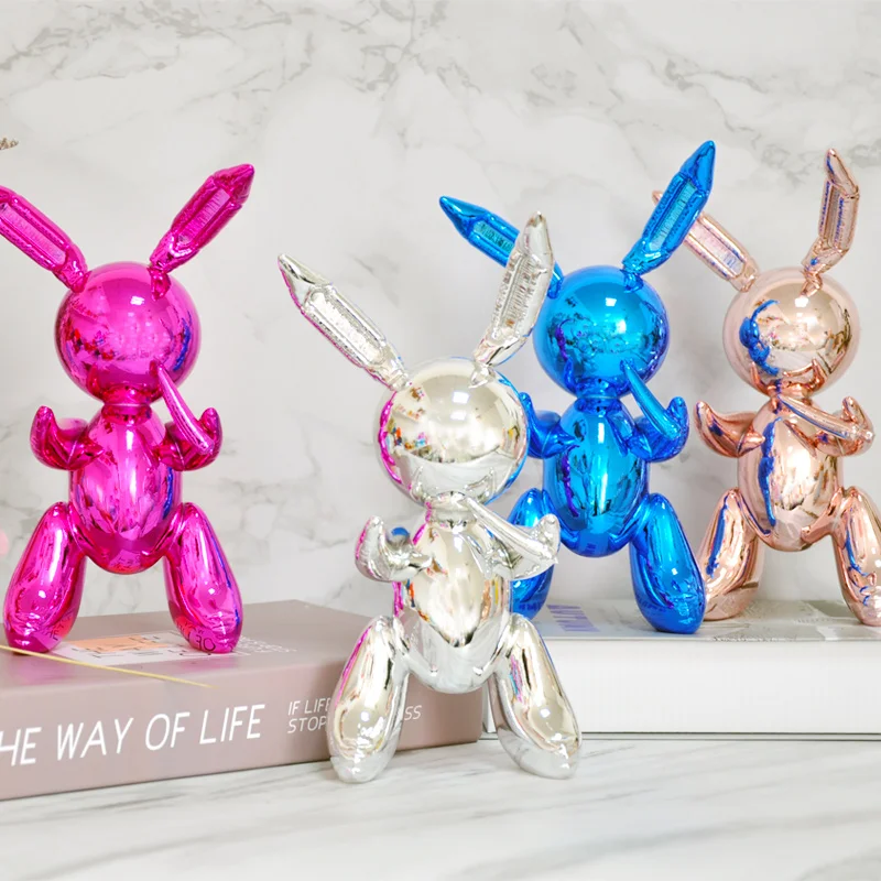 

Abstract Plating Balloon Rabbit Figurine Jeff Koons Shiny Balloon Dog Art Sculpture Home Decorations Resin Crafts Ornament R1782