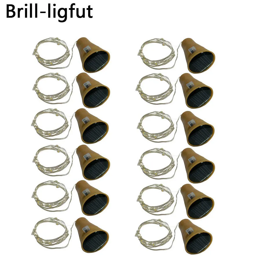 

10pcs/lot 10leds 15leds 20leds Solar Powered Wine Bottle Stopper Copper wire LED String Light Christmas Party holiday lights