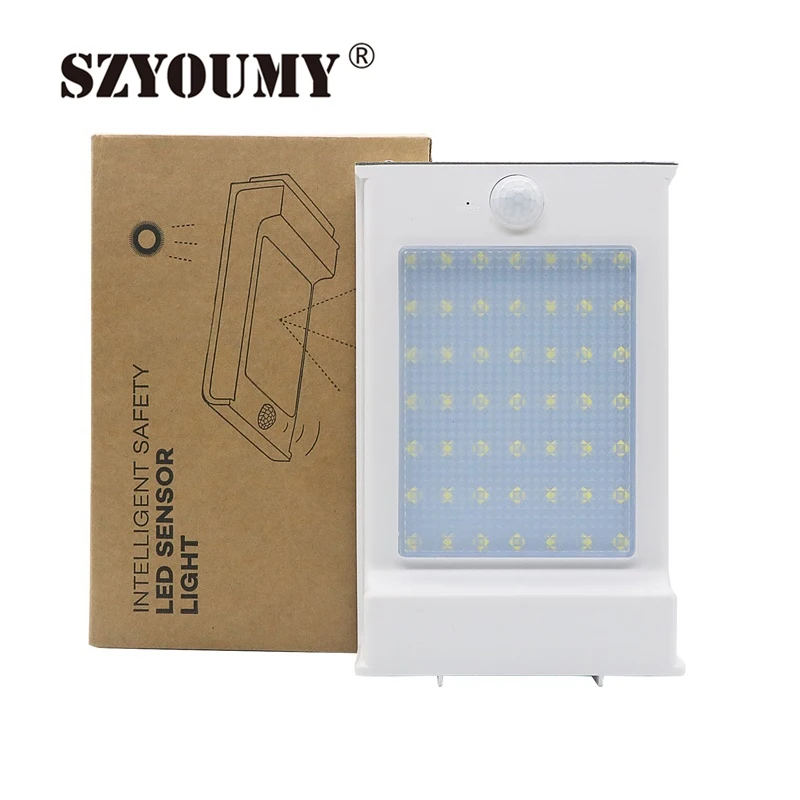 

SZYOUMY 49 LED Gutter Solar Lights Outdoor Security Lighting Motion Sensor Off/Bright/Dim 2200mah Battery Wireless Waterproof