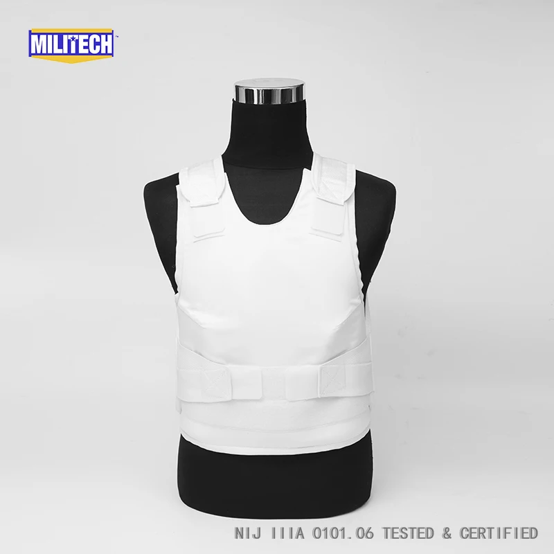 Militech White Female NIJ IIIA 3A and Level 1 Stab Concealable Aramid Kevlar Bulletproof Vest Covert Ballistic Bullet Proof Vest
