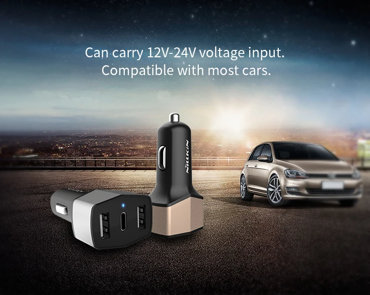 Автомобильное зарядное устройство NILLKIN Celerity USB+ type C, 3 порта, быстрая зарядка 3,0, автомобильное зарядное устройство 5 В 3 А, быстрое автомобильное зарядное устройство, сертификация CE RoHS PSE