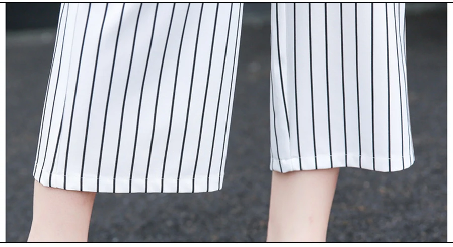 Летние свободные широкие брюки для беременных женщин, укороченные брюки для беременных женщин с высокой талией, белые черные полосатые