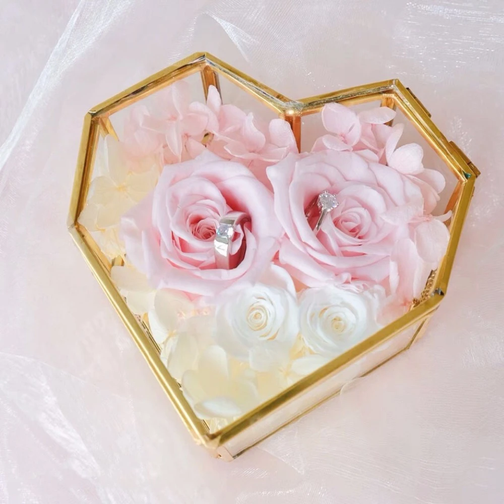 Glass Box medium size square ring box geometric glass box jewelry box, ring box stained glass box wedding ring box ring holder