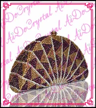 Aidocrystal Shining gold crystal half circle shape ladies clutch purse for party