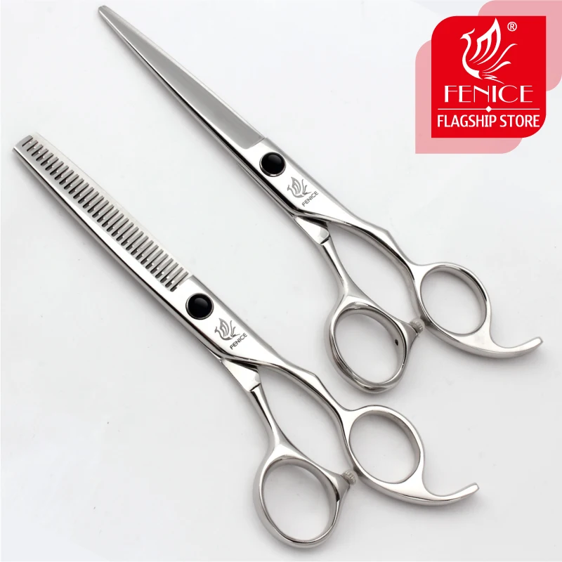 

1 Set High-end 5.5 6.0 inch hand type and straight type hiar cutting+thinning scissors hairdressing beauty salon styling shears
