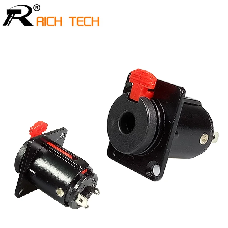1pc Professional speaker plug Audio Jack 6.35mm female socket panel mount xlr connector black&silver colors banana plugs rca