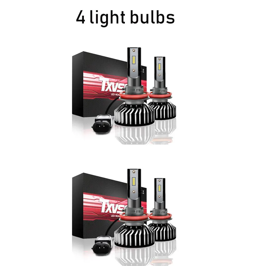 TXVSO8 лампада H4 светодиодные, под шину CANBUS, для автомобиля фар комплект 6000 K Нет Ошибка 12 V H7 H1 H8 9005 10000Lm Авто Светодиодные lampen мини H11 туман лампочки - Испускаемый цвет: 4 light bulbs