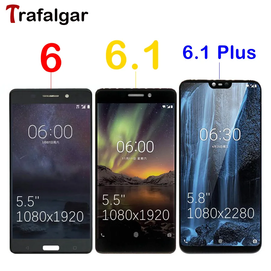

For Nokia 6.1 LCD Display Touch Screen Digitizer Assembly X6 2018 TA-1045 TA-1050 For Nokia 6.1 Plus LCD Screen Replacement