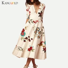 KANCOOLD Платье женское с принтом элегантное с v-образным вырезом с рукавом до локтя Летнее платье Клубная Империя сексуальное повседневное Модное Новое Женское платье 2019jun11