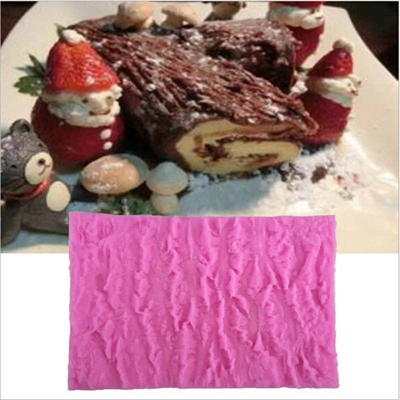 Дерево коры линии текстуры помадка торт плесень пищевой силиконовый торт плесень для кухни выпечки украшения и инструмент