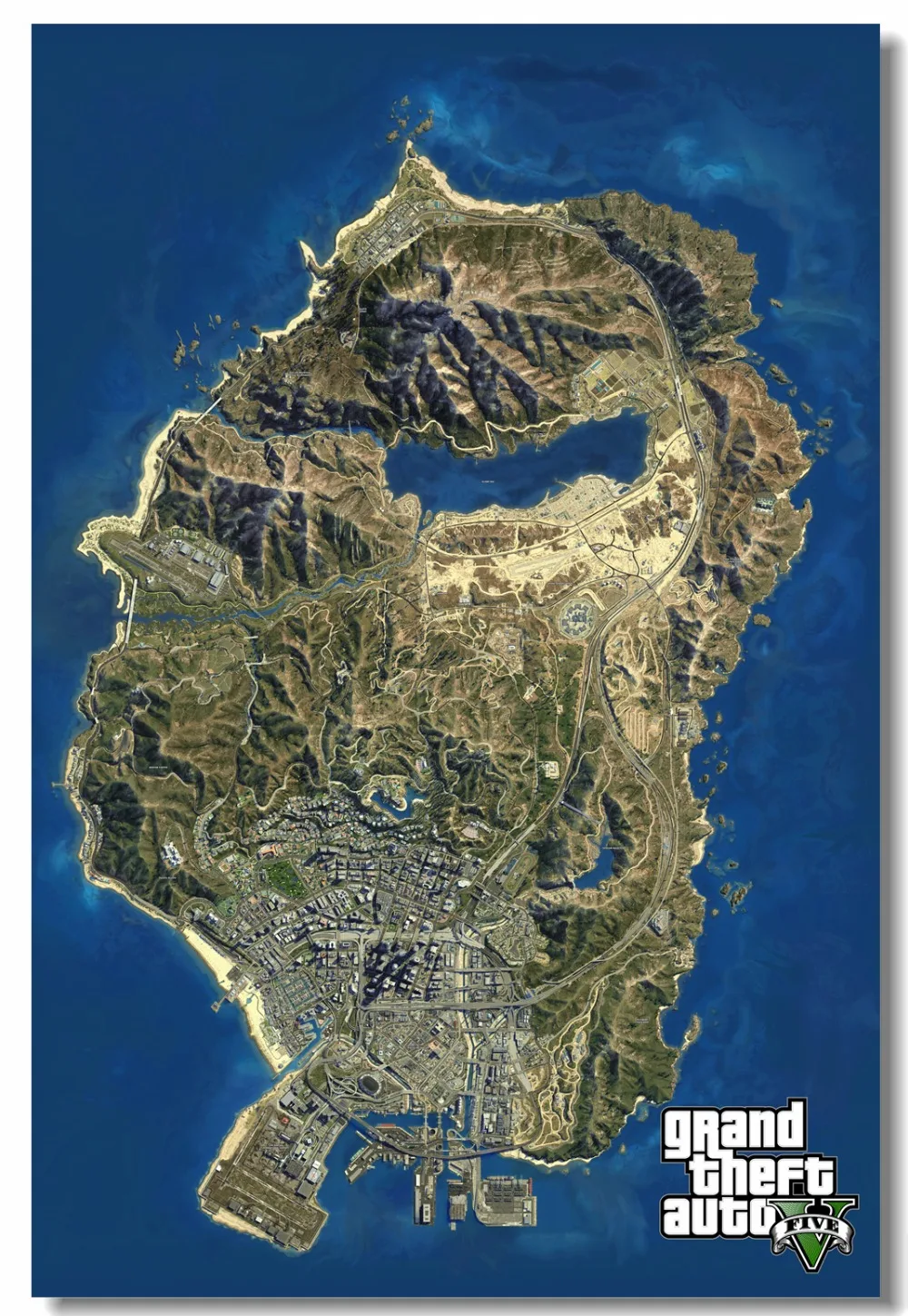 Пользовательские холст настенные принты GTA V игра Карта постер Grand Theft Auto San Andres