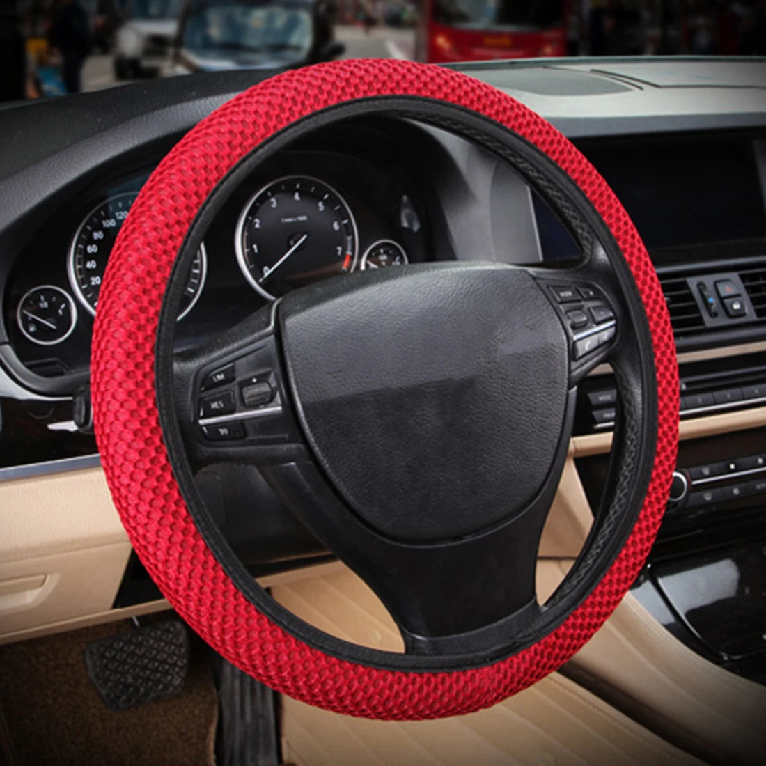 Universal Sandwich Set ice Silk Steering Wheel Cover New Four Seasons Car Handle Set Steering Wheel Cover 38CM Wear-resistant Universal Sandwich Set ice Silk Steering Wheel Cover New Four Seasons Car Handle Set Steering Wheel Cover 38CM Wear-resistant