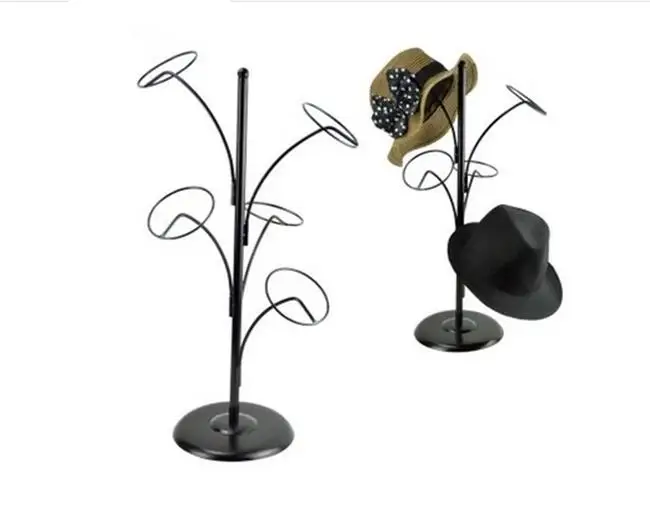 

2pcs Multifunction hat display stand metal five rings cap holder fashion peaked cap shelf beret /sunhat /wig /bags display rack