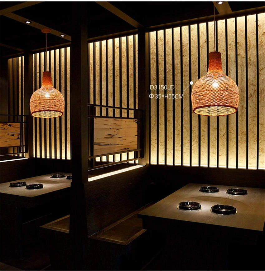 Скандинавские бамбуковые художественные подвесные светильники, деревянные плетеные китайские подвесные лампы, подвесные светильники для дома, дома, столовой, кухни