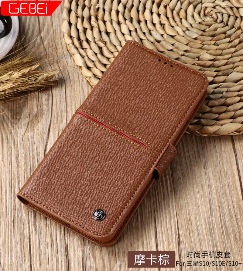 Роскошный бренд GEBEI кожаный бумажник Flip Case для samsung Galaxy S10E S10 плюс антидетонационных защищает случаи покрыть